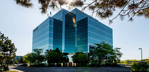 exterior of glass office building