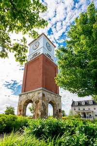Clock tower on the grounds of New Amherst Homes