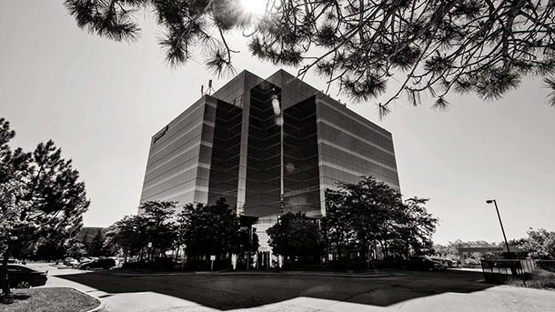 Black and White of office building exterior