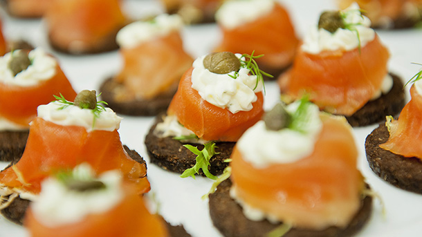 Closeup of Salmon hors d'oeuvres