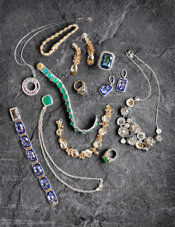 Jewel toned jewellry arragement