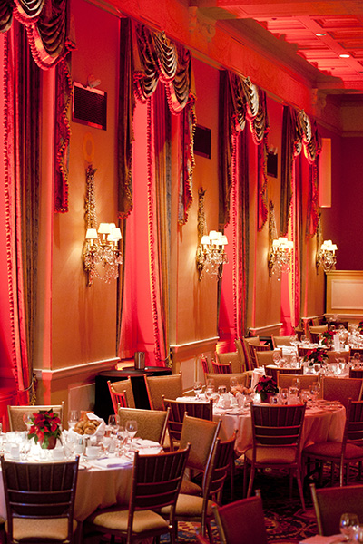Interior of the ballroom and table settings