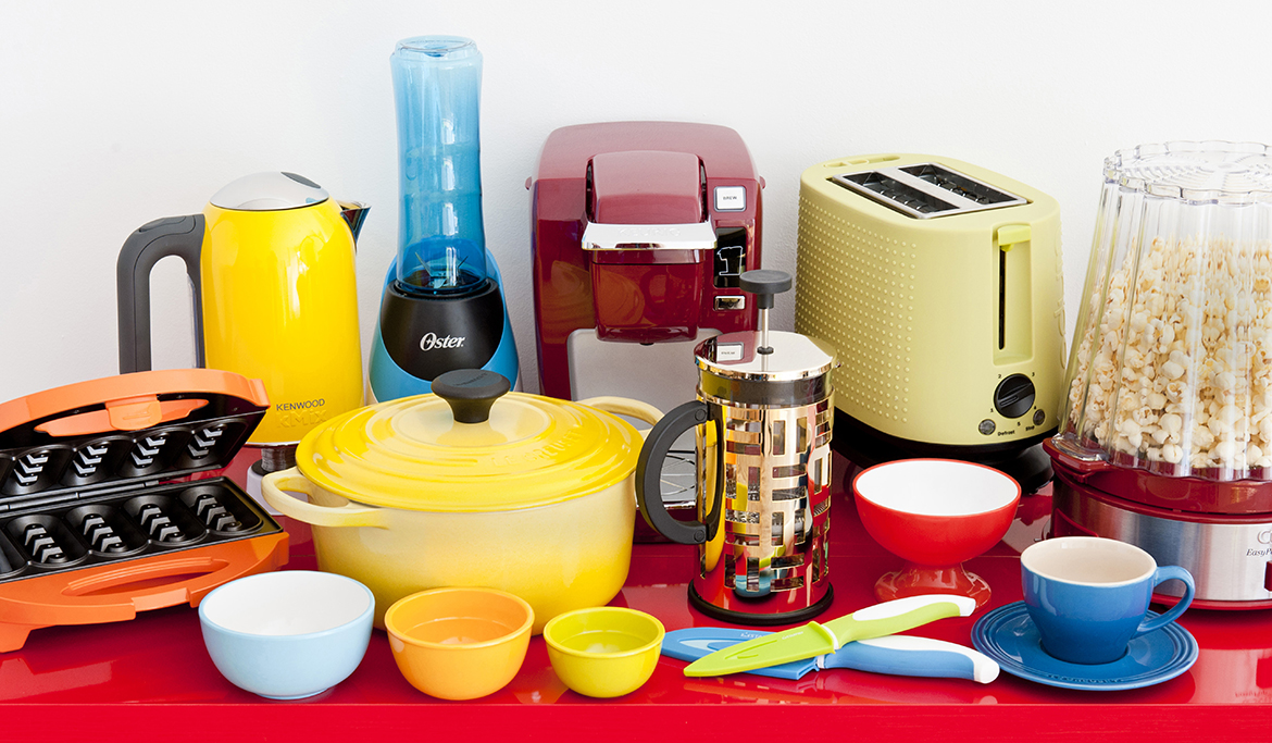 Kitchen Appliances and Accessories in primary colors